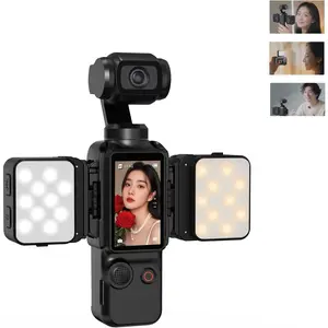 2 count Pocket 3  Mini LED Light Accessories, 8700K Adjustable Fill Video Light with Quick-Release Dual Cold Shoe Expansion Adapter for DJI  Action 5 Pro/4/3 Camera Cage Attachment