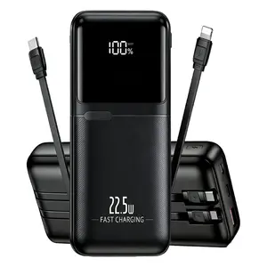 Portable Charger,Power bank  10000mAh with Built-in Cables ,4 Outputs 3A Fast Charging for iPhone Samsung Galaxy LG Moto iPad Travel Essential Battery Pack Button Digital power bank Compact Chargeable power bank Smartphone