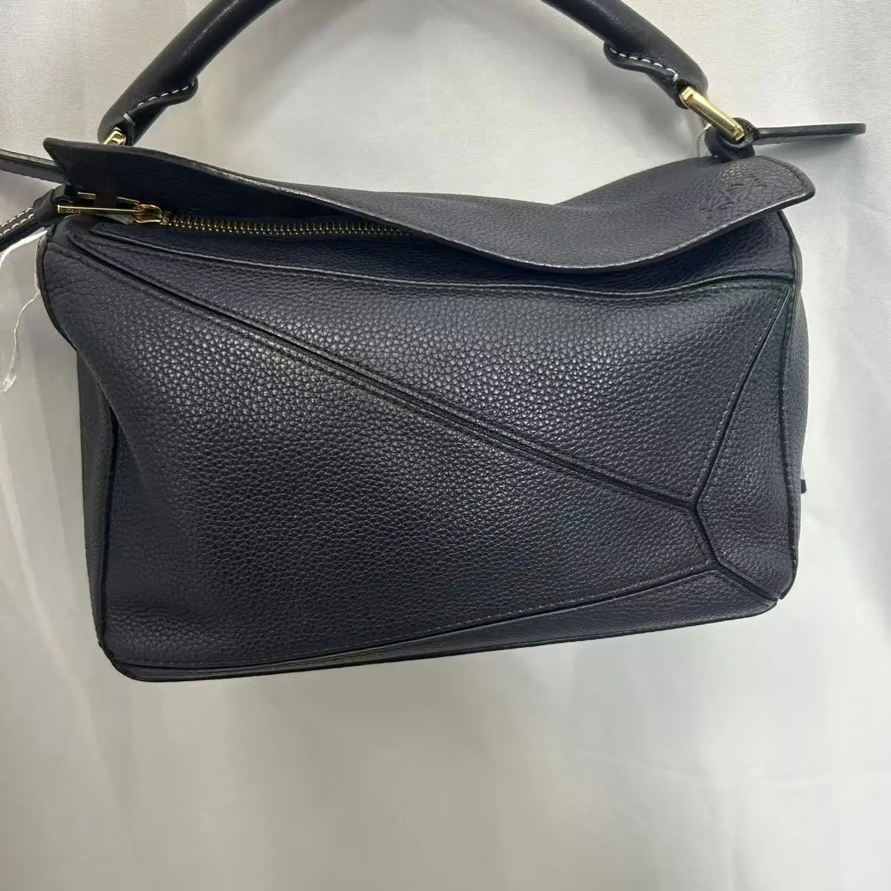 Pre-owned Loewe Puzzle Bag Small Midnight Blue Navy Grained Leather Gold Hardware