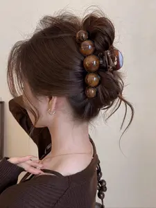 Elegant Pearl Design Acrylic Hair Claw Clip, Strong Hold Hair Accessory for Women, Perfect for Parties & Daily Wear, Flat Claw Clips