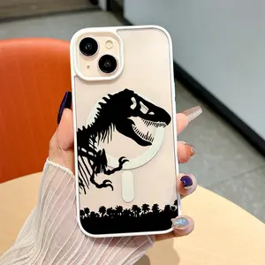 Silhouette of a Mysterious Dinosaur Skeleton Magnetic Bare-Hand Feel drop-proof and scratch-resistant protective case suitable for iPhone 17 E Air Pro ProMax iPhone16 15 14 Plus 13 12 11 X XS XR An excellent gift choice