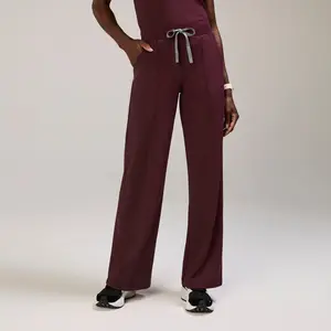 women's Burgundy High Waisted Salina FORMx Wide Leg - Scrub Pant