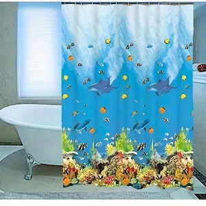 Shower Curtain with 12 Hooks, No Drilling Required, Bathroom Partition Curtain