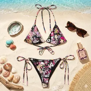 Rave Harajuku Cyber Kawaii Bikini: Y2K Recycled Fabric Swimsuit