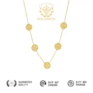 OYJR Flower Design Adjustable Neclace for Women Heart Stainless Steel Lucky Neclaces Jewelry Gift for Women Elegant Jewelry Set for Party