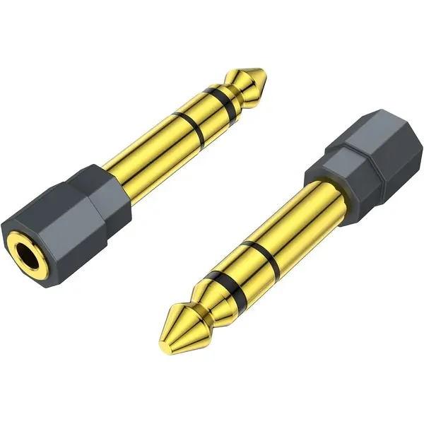 2 Pack 6.35mm 1/4 Male to 3.5mm 1/8 Female Stereo Headphone Adapter Audio Jack Plug Gold Plated for Speaker Headphone Guitar Digital Piano Amp Adapte (Grey)