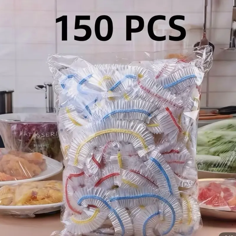 Reusable Thick Food Grade Elastic Plastic Wrap Covers, Transparent Stretchable Tight-Seal Lids for Bowls, Plates, Cups, Disposable Tableware Serving Supplies, Thanksgiving Party Favor for Kitchen Fresh Keeping