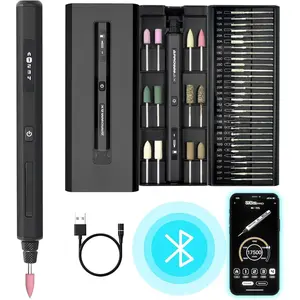Mini Engraving Pen with 42 Bits - Rotary Tool  Motion Control, OLED, , APP,   Charge, Engraving Pen for Metal, , Glass and Plastic (SGS PRO) Black