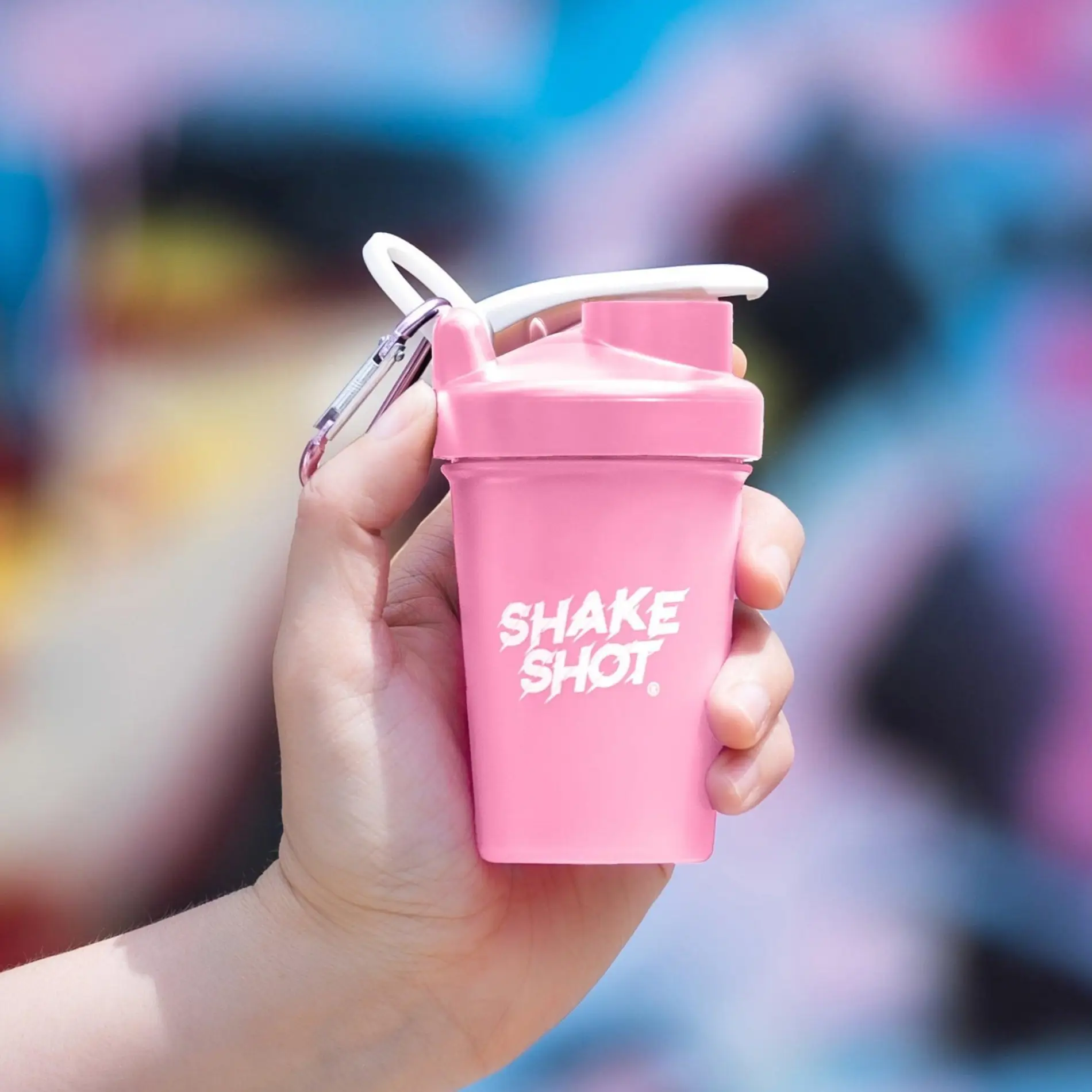 Shake Shot 4 oz Pink Mini Pre-workout, Creatine, Collagen & Supplement Shaker Bottle with Clip & Shaker Ball BPA Free