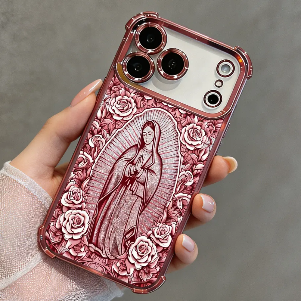 Our Lady of Guadalupe Pattern TPU Smartphone Case - Catholic Religion Crash-Proof Protective Casing, Shockproof Adult Phone Accessory for iPhone 17 Pro Max,16,15 Plus,14,13,12 Pro, Coquette Christian Aesthetic Gift (DDSJ260526001)