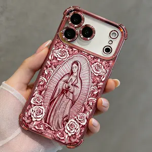 Our Lady of Guadalupe Rose Phone Case  for iPhone 17ProMax 16 15Plus 14 13 12Pro Catholic Faith Shockproof Cover, Coquette Christian Aesthetic Case,Perfect Gift for Her DDSJ260526001