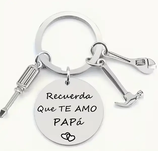 Stainless Steel "Recuerda Que Te Amo Papa" Spanish Phrase Keychain, Father's Day Gift Ideas for Dad, Men's Fashion Car Accessory, Stainless Steel Keychain, Fathers Day Gift Ideas, Mens Gifts