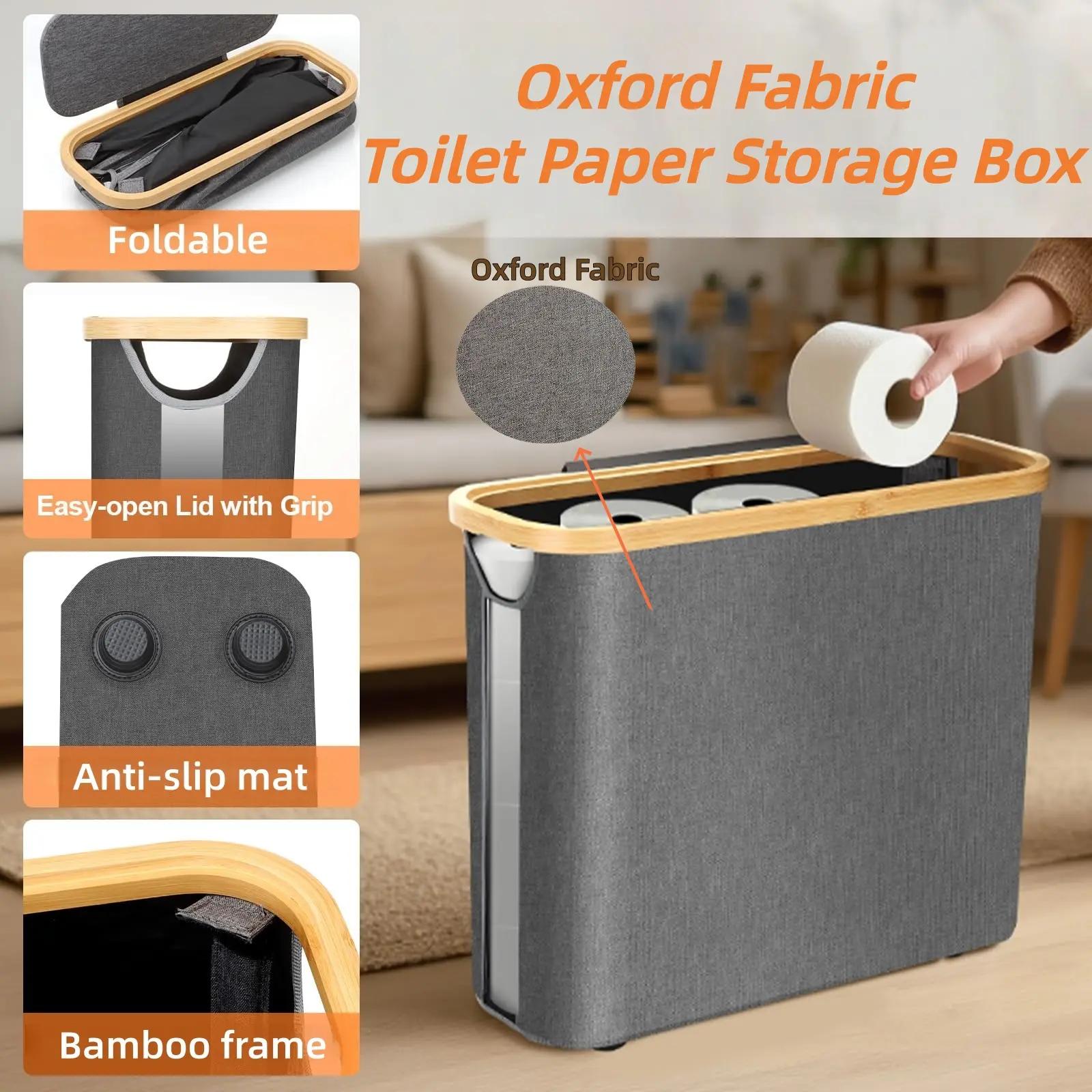 Toilet Paper Storage for 12 Rolls, Stackable & Foldable - The Ultimate Bathroom Organizer - Single-Piece Water-Resistant Basket​ - Elegant Toilet Paper Storage Holder