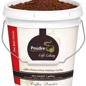Poudre Cafe Lakay 100% Haitian Coffee Powder 1 Gallon Bucket Natural Flavor Organic Coffee