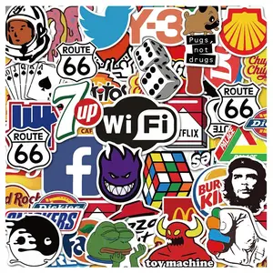 100Pcs Fashion Cool Brand Logo Stickers Graffiti Stationery Skateboard Car Cartoon Waterproof Sticker Decal for Kid Toy