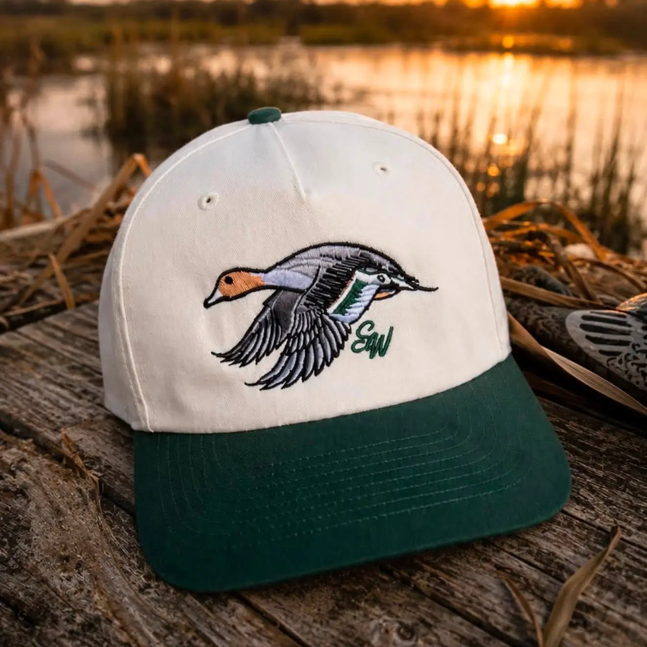 SW Cream/Green Pintail Hat