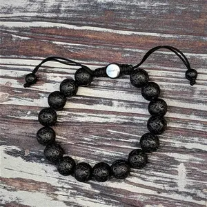 Lava Rock Aromatherapy Bracelet – Nymph Ki Logo Charm | Grounding + Premium Adjustable Fit