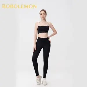 ROROLEMON Women’s Y-Back Sports Bra & Leggings 2-Piece Activewear Set