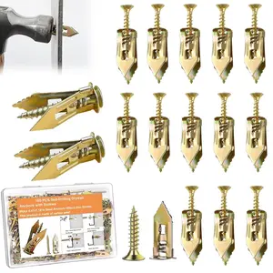 160 PCS Self-Drilling Drywall Anchors with Screws 2024 Upgraded Zinc Plated Steel Hollow Wall Anchors(0.47X1.18inch) and Screws, Easy Application No Drill or Holes in Wall