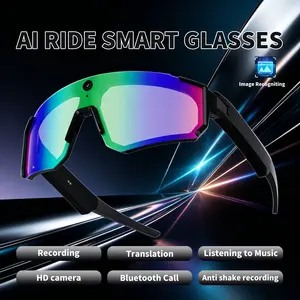 2026 New AI Intelligent Sports Shooting and Recording Glasses 800W Camera HD Anti Shake Bicycle Riding Shooting Artifact Windproof Goggles 360 ° Sound Effect AI ChatGPT Waterproof BT Call Music Sunglasses