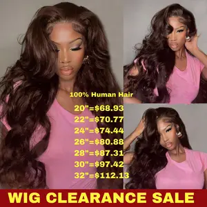 [Wig Clearance Sale] Suntuhair 28 30 32Inch Chocolate Brown Body Wave Human Hair Wig 13X6 HD Transparent Lace Front Wigs 100 Human Hair Pre Plucked Hairline Bleached Knot Affordable Cheap Wig Dealsforyoudays