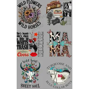 WILD FLOWERS WILD HORSES (1) PREMADE GANGSHEET  - 22X36 DTF TRANSFERS - DIRECT TO FILM