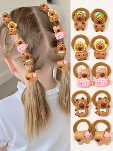 10-Pack Cute Water Buffalo Hair Ties, Multicolor Ponytail Holders for Women, Daily Casual Wear Accessories, Stylish and Durable