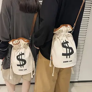Women Money Backpack Bag - Large Halloween Drawstring Pouch with Dollar Sign for Party Favors, Suitable for daily use