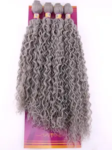 Dark Grey Afro Kinky Curly Synthetic Hair Weave 4 Bundles 16 18 18 20 Inches Jerry Curl Synthetic Hair Weft Extensions