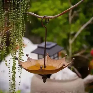 Umbrella-Shaped Bird Feeder, Garden Courtyard Hanging Ornament, Metal Handicrafts, Decorative Outdoor Decoration