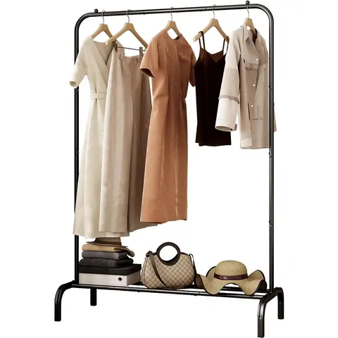 SUOERNUO Heavy Duty Freestanding Clothes Rack Stand - Durable Metal Home Organizer, Hangable for Hanging Clothes/Drying Laundry, Corrosion-Resistant, High Load, Easy Glide Movement, 39.49" x 15.94" x 61.34", Shoe Storage Laundry Room Accessory