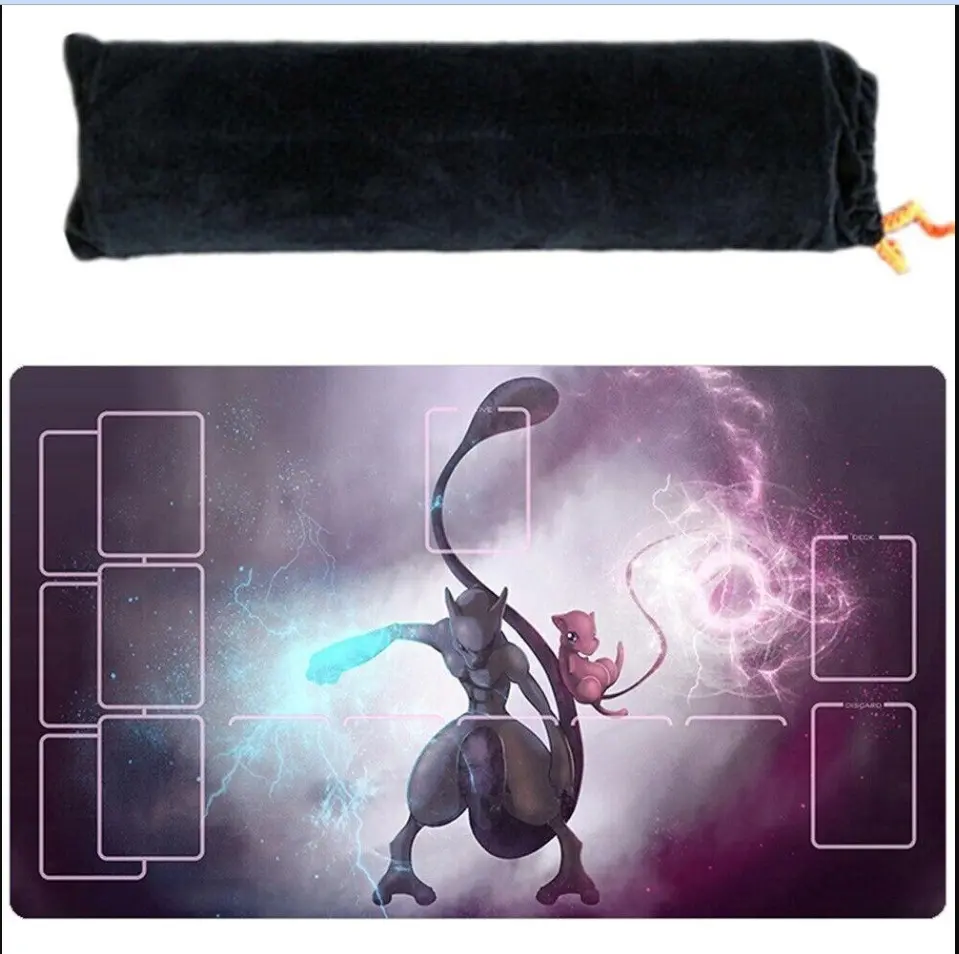 Mew & Mew Desk Mat With Zones TCG Card Game Gaming Desk Mat Mouse Pad