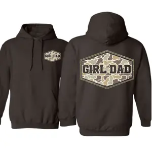 Girl Dad Graphic Hoodie, Camo Pattern Father Sweatshirt, Proud Daughter Dad Pullover, Gift for Father from Kids, Cozy Family Casual Top
