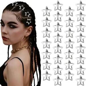 30 count Metal  Hair Clips 2000s Y2K Snap Barrettes 1.25 In Non Slip  Hair Accessories for Women,