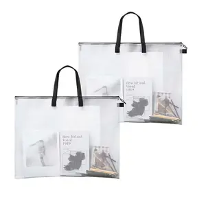 19x25 Inch Transparent Zipper Poster Storage Bag Set of 2, Artwork Organizer, Bulletin Board Holder, Scrapbook Keeper, Clear Plastic Bags