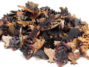 Gocutouts Baby Wyvern Dragons Gold Figures - Bulk Packs 3d Printed Galaxy Brown