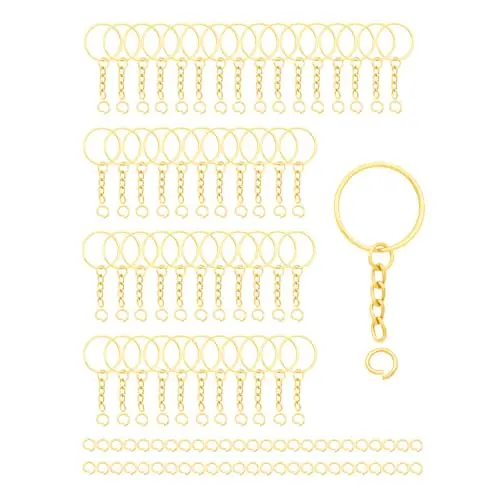 50Sets Golden 1 inch keychain rings with
