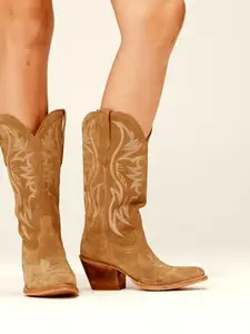 Charmed Life Tan Suede Western Boots - Round Toe