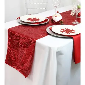 Glitz Sequin Table Runner Red