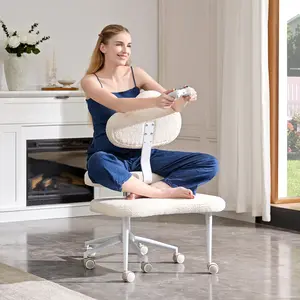 Pinmoco Mountain-Shape Ergonomic Cross Legged Chair with Wheels, Meditation Chair, ADHD Chair for Adults, Wider Height Adjustable Backrest and Seat, Yoga Office Chair