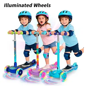 Nattork 3-Wheel Toddler Kick Scooter, Lean-to-Steer Balance Trainer, Light-Up Wheels, 3-Height Adjustable Handlebar, Anti-Slip Deck, Detachable Design, 120LBS Max Load, Outdoor Toy for Kids Ages 2-8