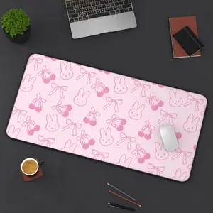 Pink Coquette Bunny & Cherry Desk Mat Miffy-Inspired Gaming Mousepad