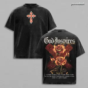 Beauty From Ashes – God Inspires Isaiah 61:3 Vintage Washed Christian T-Shirt Heavy Cotton Jesus Faith Graphic Shirt Streetwear Church Outfit Christmas Gift Inspirational Religious Apparel Men Women