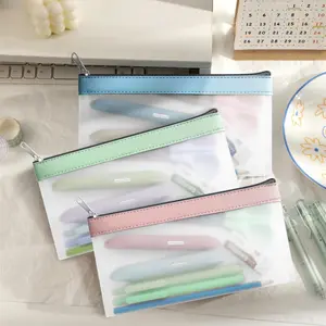 3 pack Portable Desk Organizer Pencil Pouch large capacity transparent zipper pencil case (7.5×3.7in) Only bags Beauty & Personal Care