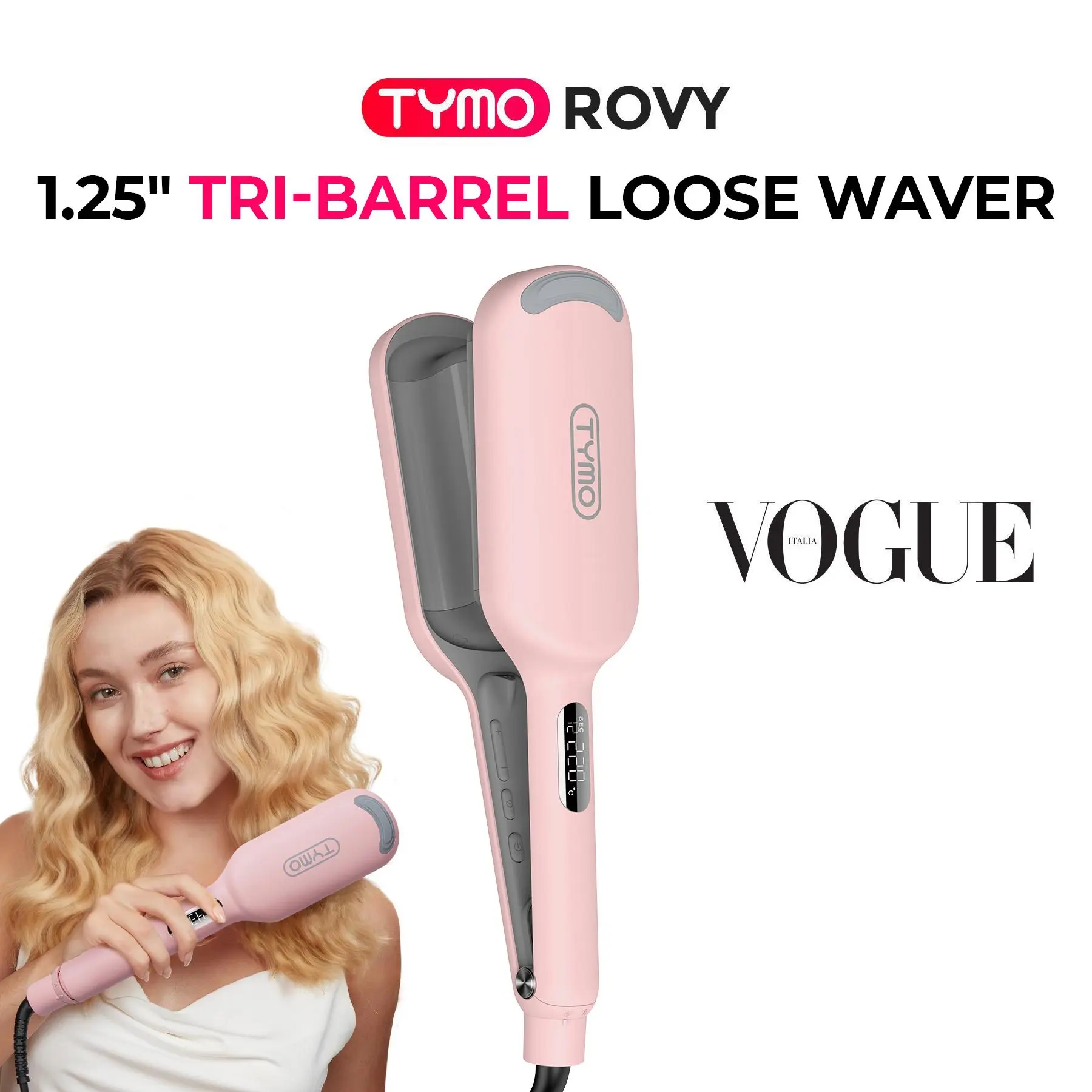 Tymo Rovy Wave Curling Iron - Pink Amazon.com: TYMO Automatic Rotating Curling Iron - TYMO  main image 2