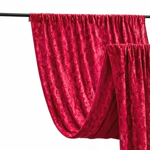 Red Crushed Velvet Backdrop Curtain – 5ft x 12ft Event Drape with Rod Pocket, Privacy Panel for Photo Booths & Events