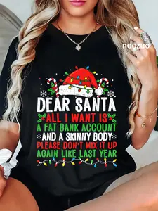 100% Cotton Funny Christmas Shirts for Women Men Adult Dear Santa T-Shirt