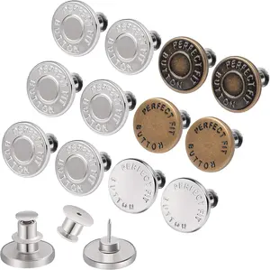 12 Sets Buttons pins for Loose JeansNo Sew Jeans Button ReplacementPants Button Tightener for WaistButton Pins for Jeans to Make Smaller,Women's Novelty ButtonsReusable and Adjustable