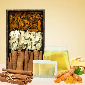 Premium Turmeric Ginger Cinnamon Tea Bags - 30 Count - 100% Natural Ingredients - Handmade Vegan Chinese Herbal Blend - No Additives Sugar Gluten Caffeine pepper black