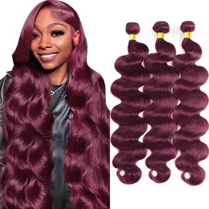 Asakiss 99J Body Wave Human Hair Bundles P4/27 Honey Blonde Highlight Hair Bundles With 2x6 4x4 Csloure Ombre Human Hair Bundles for Sew in/Quick Weave